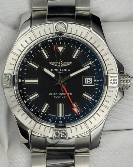 Breitling Avenger GMT 43MM Black Dial Steel Bracelet (A32397)
