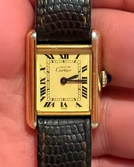 1995 Cartier Must de Cartier 21MM Quartz Champagne Dial Leather Strap (W100635401)