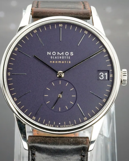 2025 NOMOS Glashutte Orion Neomatik Date 40.5MM "Midnight" Blue Dial Leather Strap (363)