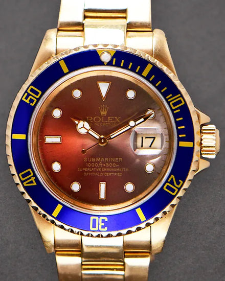 Rolex Submariner Date "Tropical" 40MM Brown Dial Yellow Gold Oyster Bracelet (16618)
