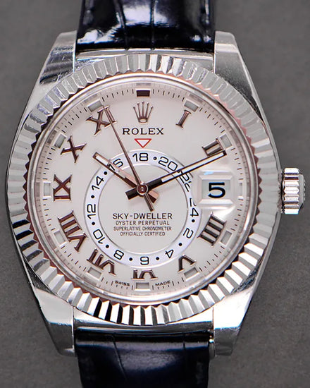 Rolex Sky-Dweller 42MM Ivory Dial Leather Strap (326139)