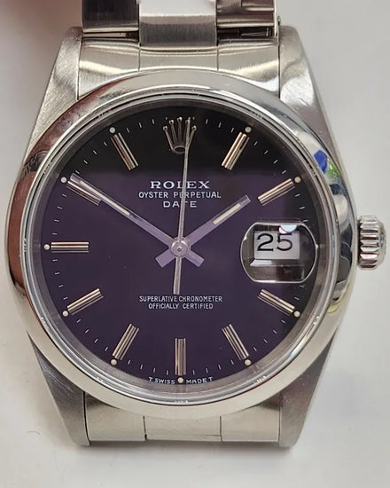 Rolex Oyster Perpetual Date 34MM Black Dial Oyster Bracelet (15200)