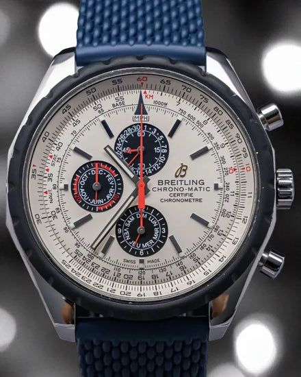 Breitling Chrono-Matic 1461 L.E. 49MM Silver Dial Rubber Strap (A1936002/G683)