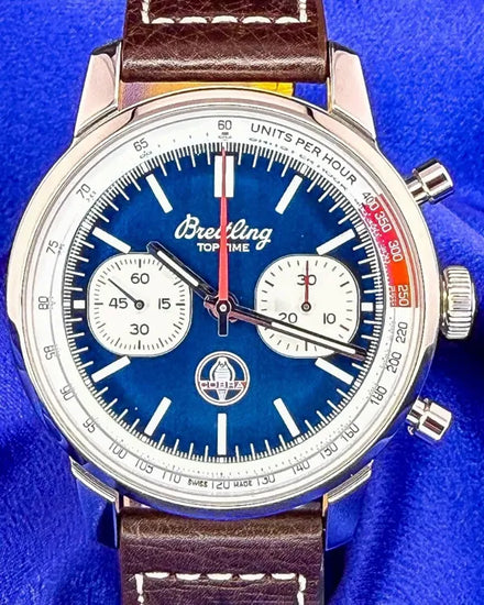 Breitling Top Time B01 "Shelby Cobra" 41MM Blue Dial Leather Strap (AB0176)