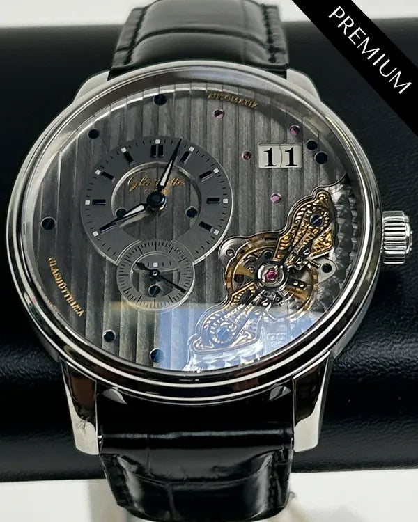 Glashütte Original PanoMaticInverse 42MM Silver Dial Leather Strap (1-91-02-02-02-30)