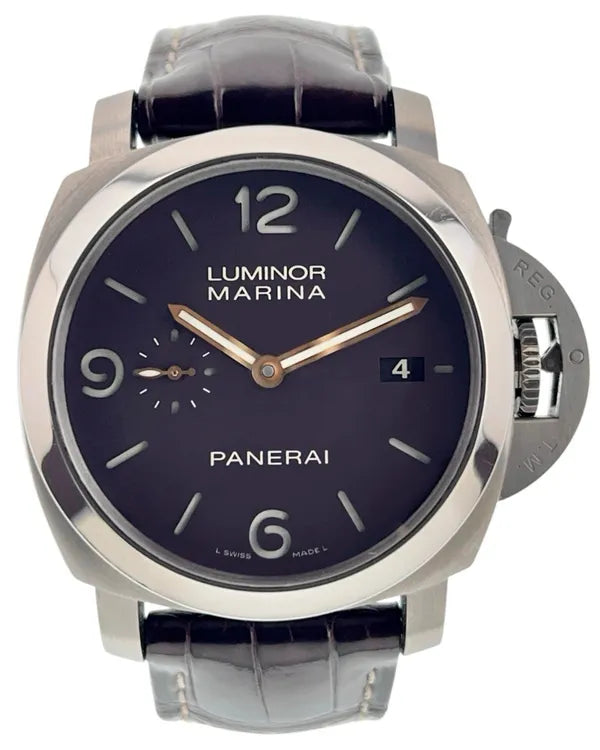 (Albert) Panerai Luminor Marina 1950 3 Days 44MM Black Dial Leather Strap (PAM00351)