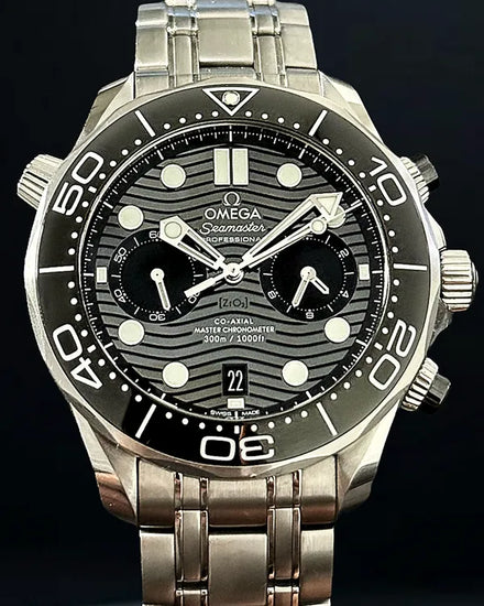 2021 Omega Seamaster Diver 300M Chronograph 44MM Black Dial Steel Bracelet (210.30.44.51.01.001)