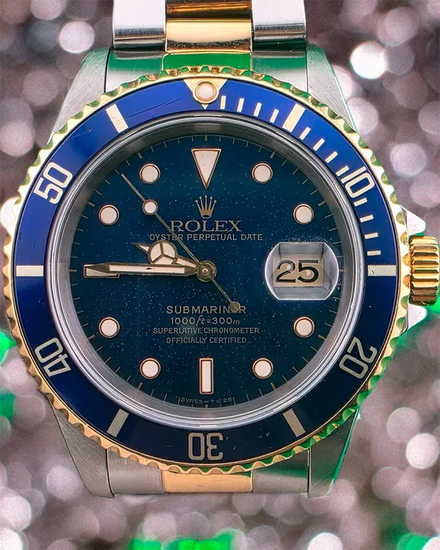 1991 (N Serial) Rolex Submariner Date "Bluesy" 40MM Blue Dial Two-Tone Oyster Bracelet (16613LB)