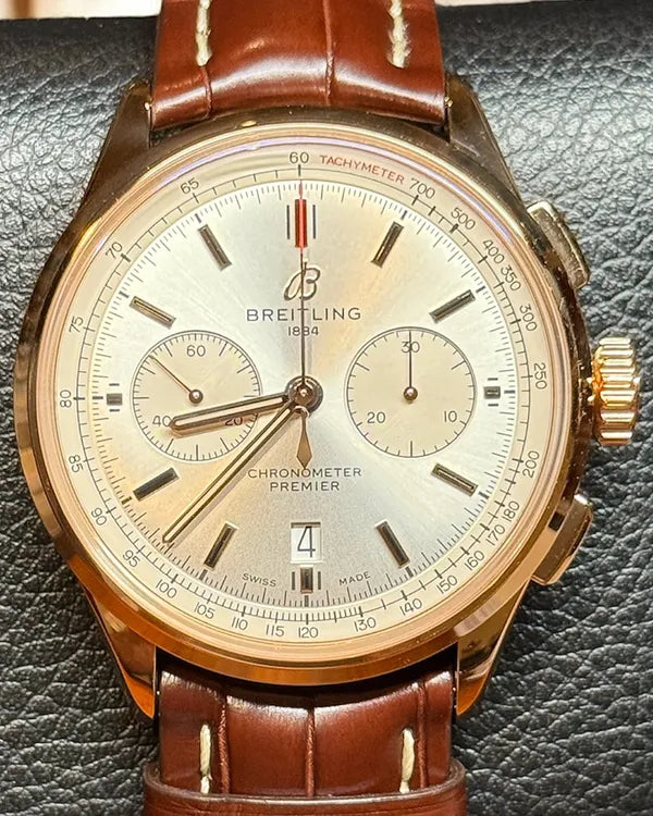 2024 Breitling Premier B01 Chronograph L.E. 42MM Silver Dial Leather Strap (RB0118371G1P2)