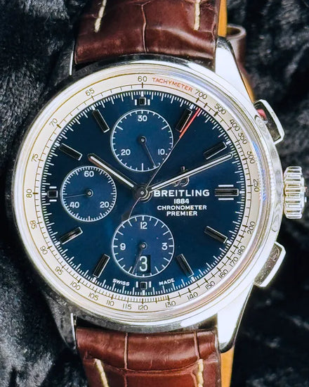 Breitling Premier 42MM Blue Dial Leather Strap (A13315)