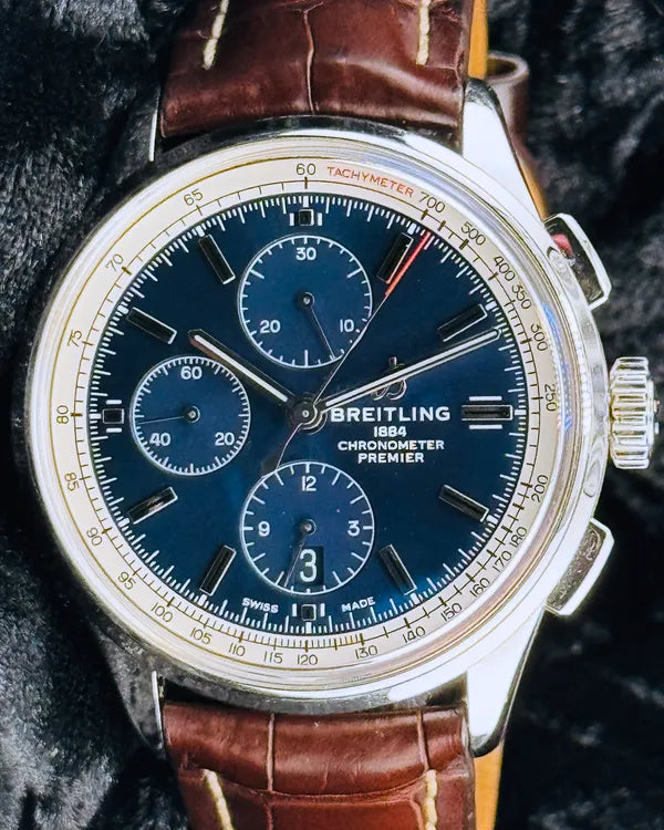 Breitling Premier 42MM Blue Dial Leather Strap (A13315)