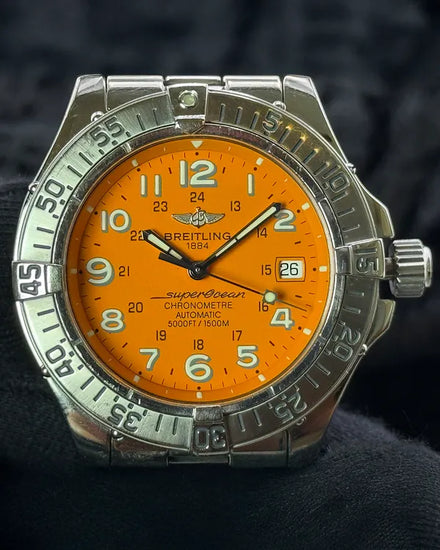 Breitling Superocean 42MM Orange Dial Steel Bracelet (A17360)