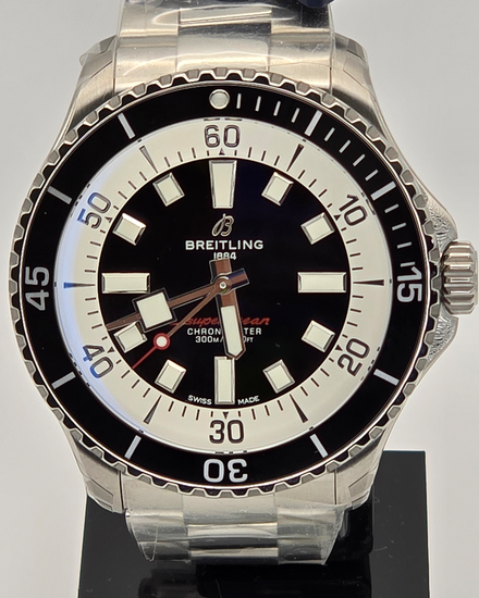 2025 Breitling Superocean 44MM Black Dial Steel Bracelet (A17376)