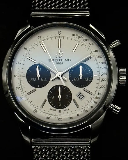 Breitling Transocean Chronograph 43MM Silver Dial Steel Bracelet (AB0152)