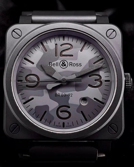 2020 Bell & Ross BR 03 "Black Camo" 42MM Black Dial Rubber Strap (BR0392-CAMO-CE/SRB)