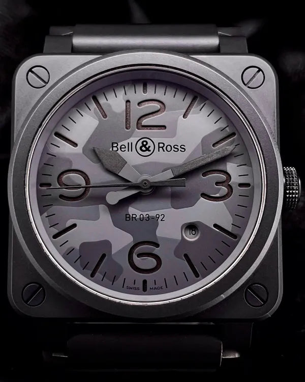 2020 Bell & Ross BR 03 "Black Camo" 42MM Black Dial Rubber Strap (BR0392-CAMO-CE/SRB)
