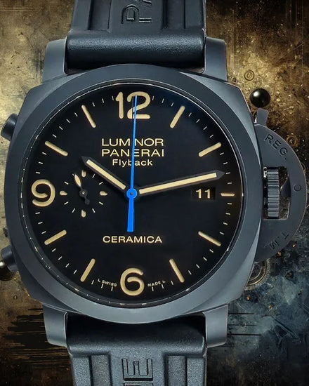 2016 Panerai Luminor 1950 3 Days Chrono Flyback L.E. 44MM Black Dial Rubber Strap (PAM00580)