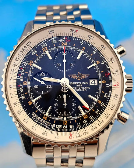 2016 Breitling Navitimer World GMT 46MM Black Dial Steel Bracelet (A2432212/B726)