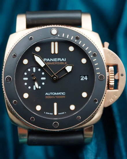 Panerai Submersible Goldtech 42MM Black Dial Rubber Strap (PAM02164)