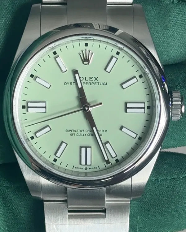 2025 Rolex Oyster Perpetual 41MM Pistachio Dial Oyster Bracelet (134300)