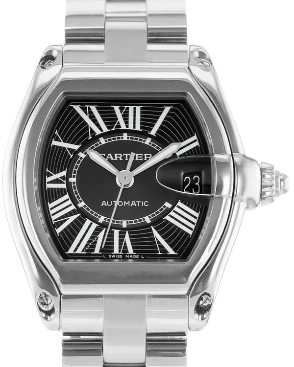 Cartier Roadster 38MM Black Dial Steel Bracelet (W62041V3)