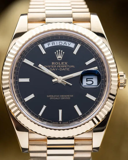 2025 Rolex Day-Date 40MM Black Dial Yellow Gold President Bracelet (228238)