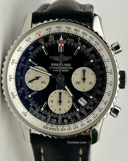 Breitling Navitimer 42MM Black Dial Leather Strap (A23322)