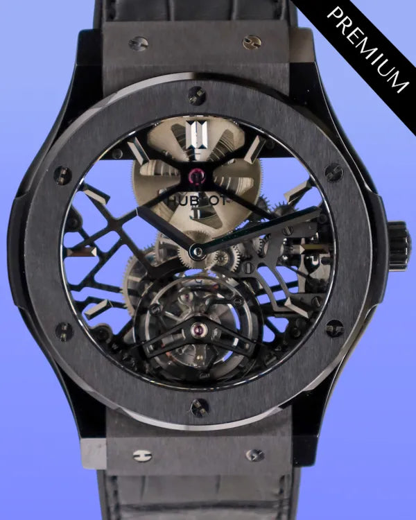 Hublot Classic Fusion 45MM Skeleton Dial Leather Strap (505.TX.0170.LR)