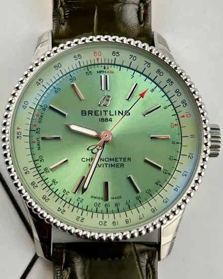 Breitling Navitimer 35MM Green Dial Leather Strap (A17395361L1P2)