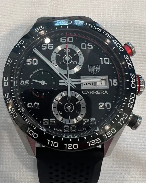 2025 Tag Heuer Carrera Calibre 16 44MM Black Dial Rubber Strap (CBN2A1AA.FT6628)