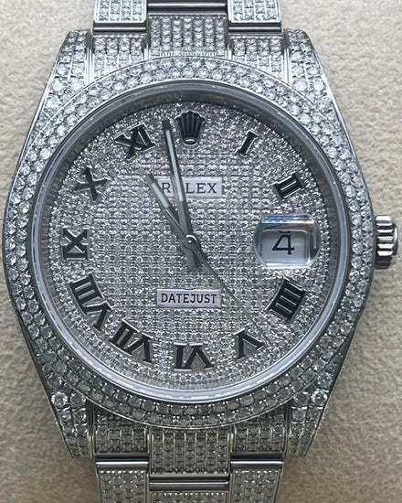 Rolex Datejust 41MM Aftermarket Diamond Pavé Dial Aftermarket Oyster Bracelet (126300)