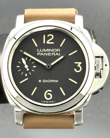 2023 Panerai Luminor Base 8 Days 44MM Black Dial Aftermarket Rubber Strap (PAM00915)