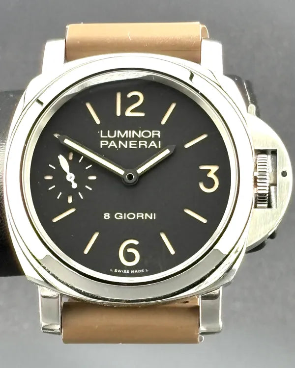 2023 Panerai Luminor Base 8 Days 44MM Black Dial Aftermarket Rubber Strap (PAM00915)