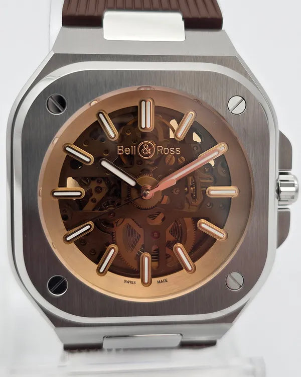 Bell & Ross BR 05 "Skeleton Golden" L.E. 40MM Skeleton Dial Rubber Strap (BR05A-CH-SKST/SRB)