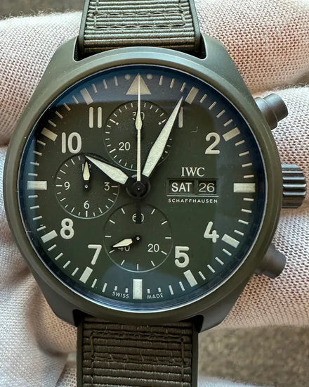 2023 IWC Schaffhausen Pilot Top Gun "Woodland" 44.5MM Green Dial Rubber Strap (IW389106)