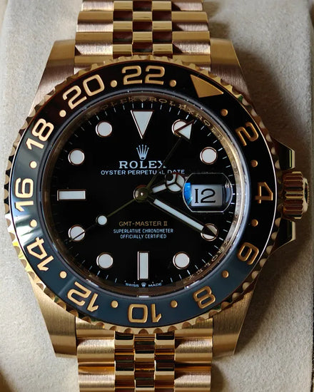 2025 Rolex GMT-Master II "Bumblebee" 40MM Black Dial Yellow Gold Bracelet (126718GRNR)