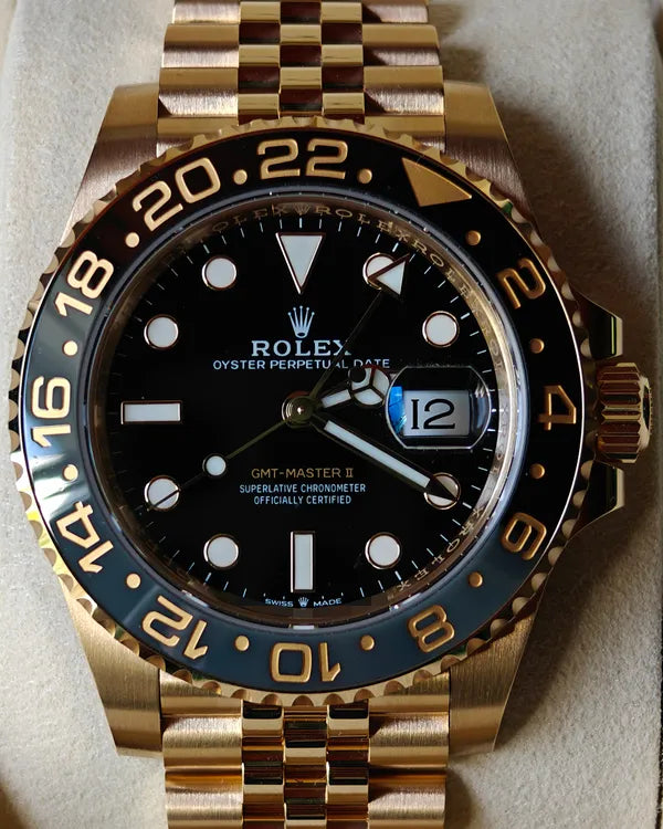 2025 Rolex GMT-Master II "Bumblebee" 40MM Black Dial Yellow Gold Bracelet (126718GRNR)