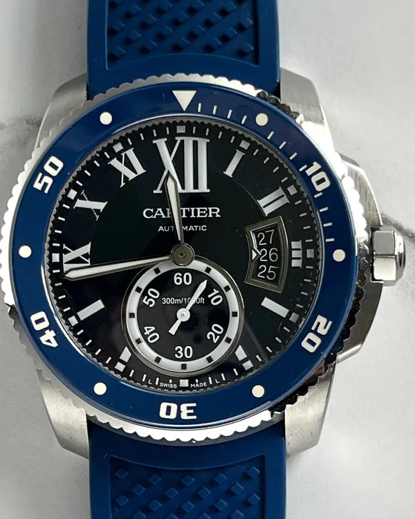 2017 Cartier Calibre De Cartier Diver 42MM Blue Dial Rubber Strap (WSCA0010)