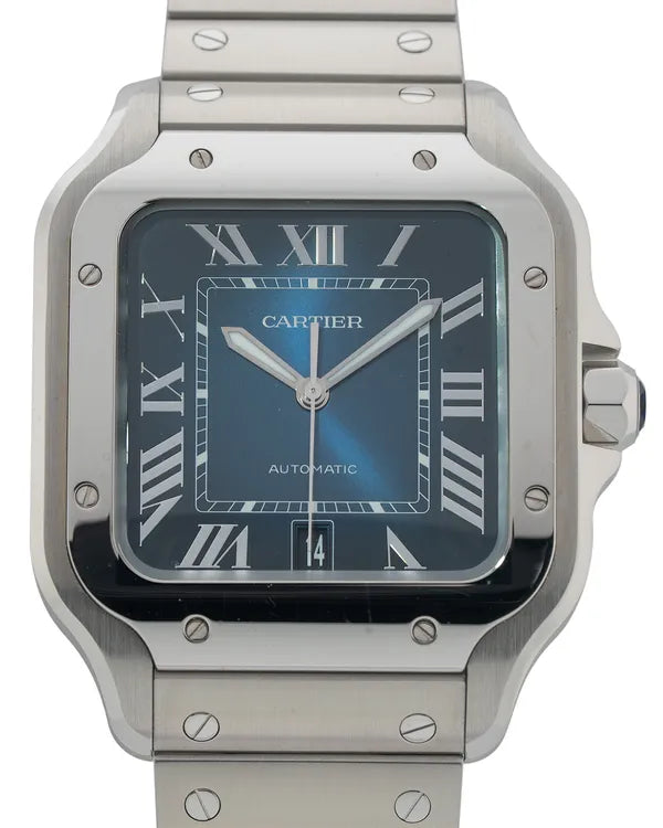 2021 Cartier Santos de Cartier 39.8MM Blue Dial Steel Bracelet (WSSA0030)