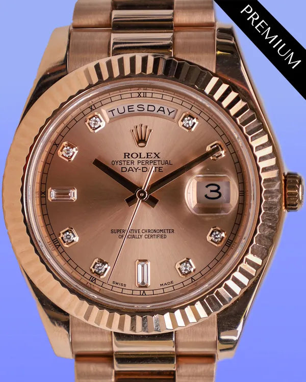 2017 Rolex Day-Date II 41MM Pink Dial Rose Gold President Bracelet (218235)