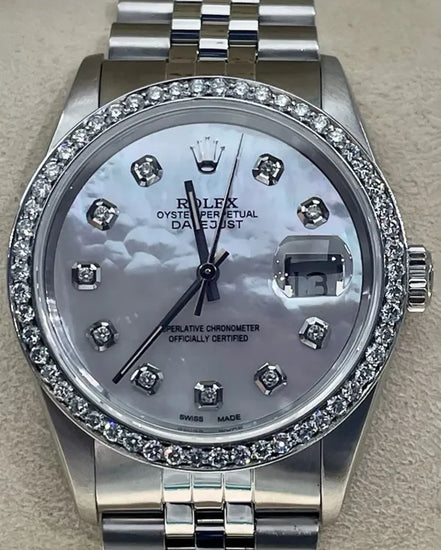1991 Rolex Datejust 36MM Aftermarket Mother of Pearl Dial Jubilee Bracelet (16220)