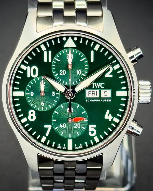 IWC Schaffhausen Pilot Chronograph 41MM Green Dial Steel Bracelet (IW388104)