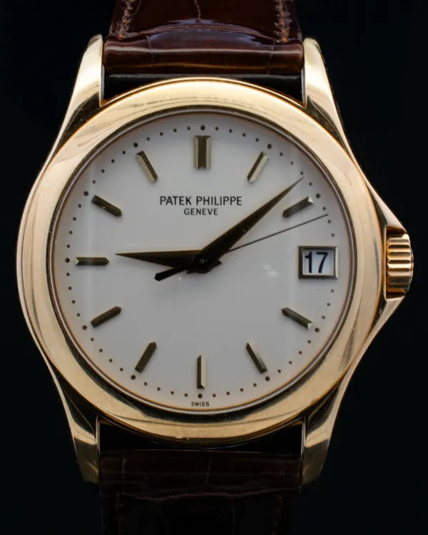 2004 Patek Philippe Calatrava 37MM Silver Dial Leather Strap (5107J-001)