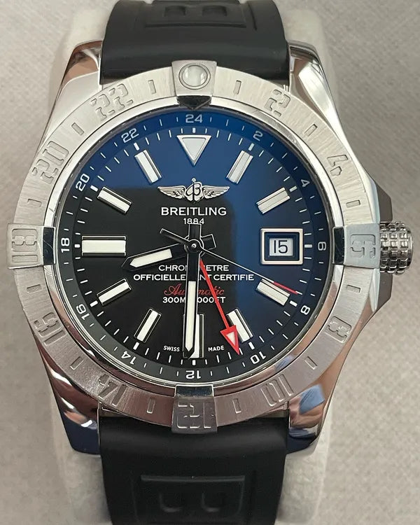 2019 Breitling Avenger II GMT 43MM Black Dial Rubber Strap (A32390111B1S1)