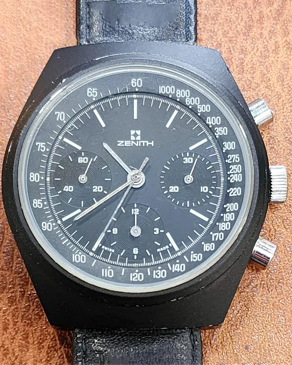 Rare Zenith Chronomaster "Shadow" Prototype 41MM Black Dial Leather Strap (Cal. 146HP)