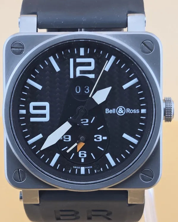 Bell & Ross BR 03-51 GMT 42MM Carbon Fiber Dial Rubber Strap (BR03-51GMT)