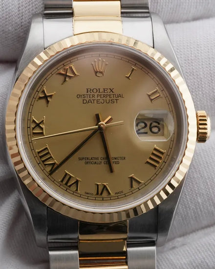 1999 Rolex Datejust 36MM Champagne Dial Two-Tone Oyster Bracelet (16233)