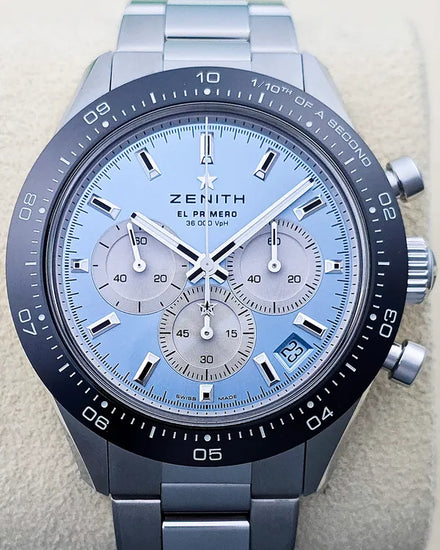 No Reserve - 2024 Zenith Chronomaster Sport "Yoshida" L. E. 41MM Ice Blue Dial Steel Bracelet (03.3106.3600/55.M3100)