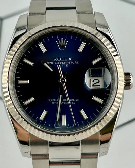 2016 Rolex Oyster Perpetual Date 34MM Blue Dial Oyster Bracelet (115234)
