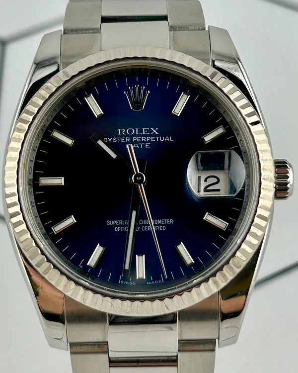 2016 Rolex Oyster Perpetual Date 34MM Blue Dial Oyster Bracelet (115234)